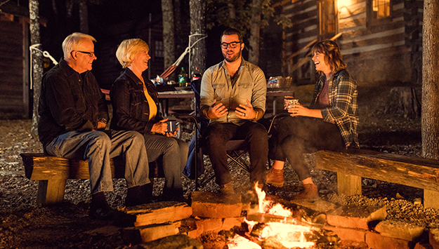 A family at campfire